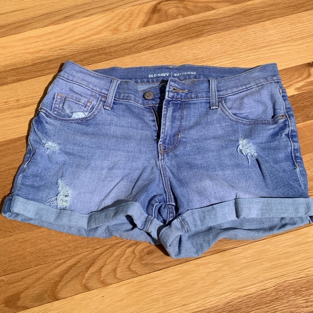 denim boyfriend shorts